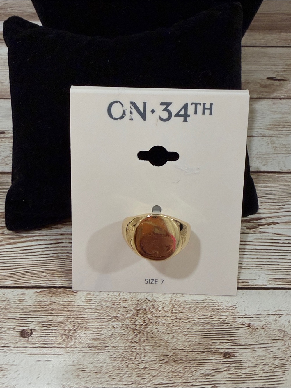 On 34th Gold Oval Signet Ring - Size 7